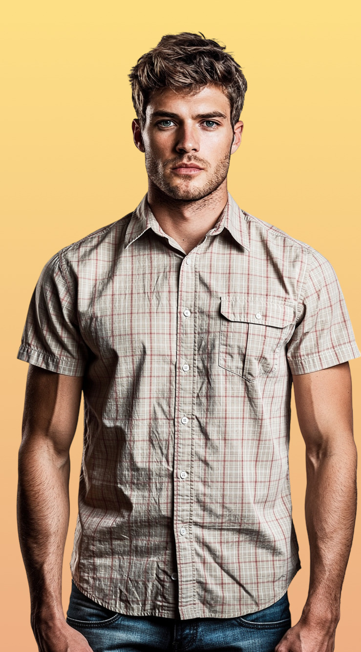 Moda Campia Moda Men's Short Sleeve Plaid Button Down Shirt